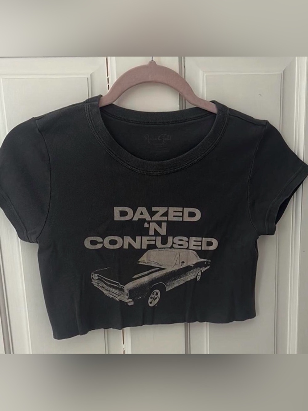 Brandy Melville Dazed 'N Confused grey Graphic Crop Tee
